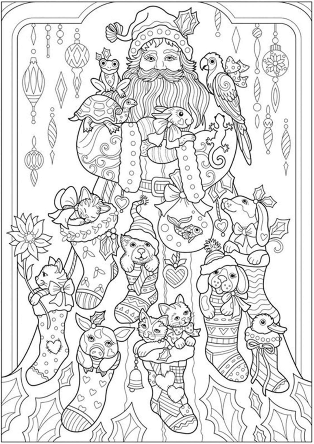 Santa Looking Fierce | easy christmas coloring pages | cute christmas coloring pages